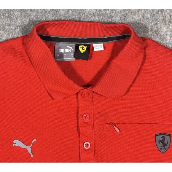Puma Scuderia Ferrari Polo Shirt Men’s L Red Formula 1 Motorsports Racing Cars - Picture 3 of 12